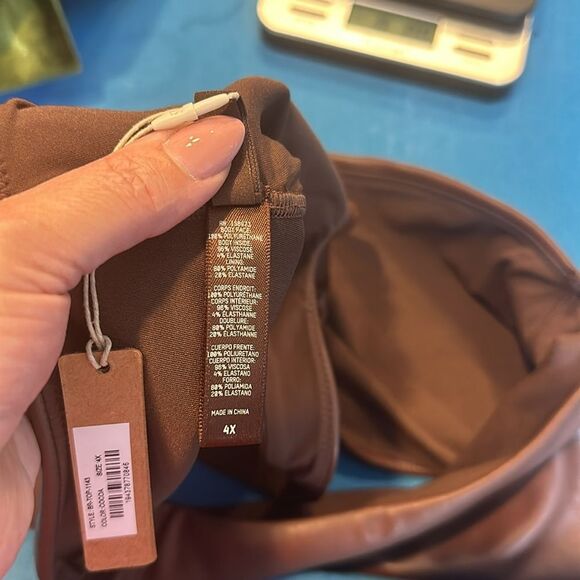 Skims Faux Leather Stretch Bralette‎ in Cocoa Size 4 X - Picture 10 of 12